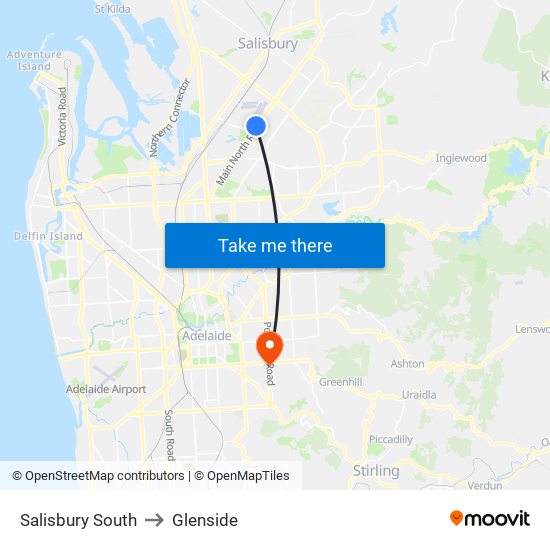 Salisbury South to Glenside map