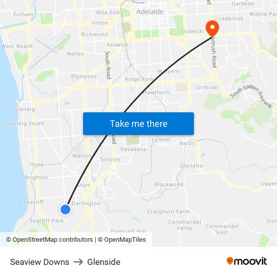 Seaview Downs to Glenside map