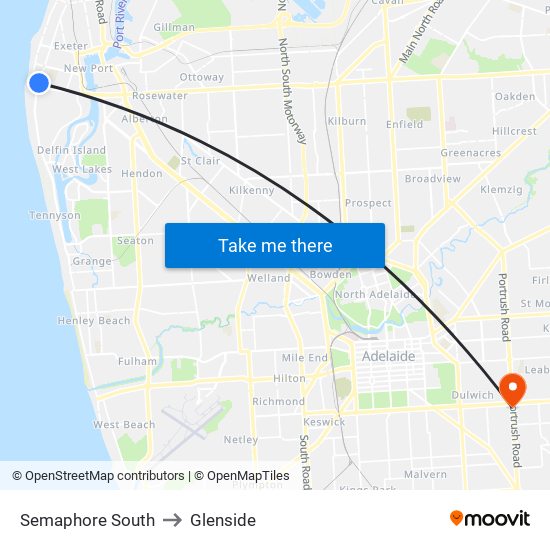 Semaphore South to Glenside map