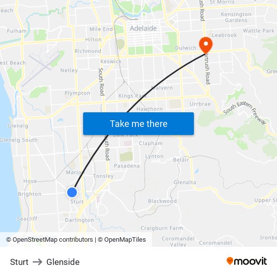 Sturt to Glenside map