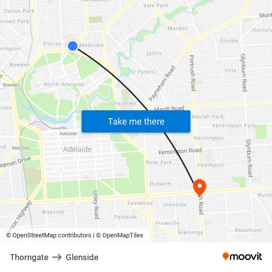 Thorngate to Glenside map