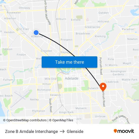 Zone B Arndale Interchange to Glenside map