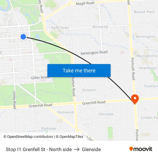 Stop I1 Grenfell St - North side to Glenside map