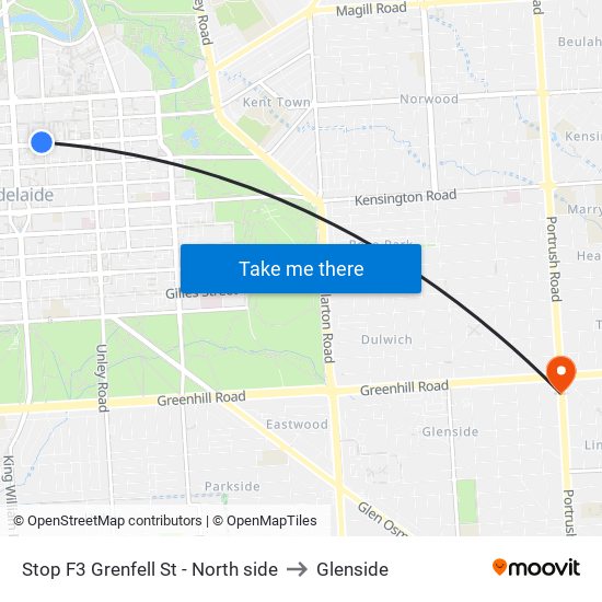 Stop F3 Grenfell St - North side to Glenside map