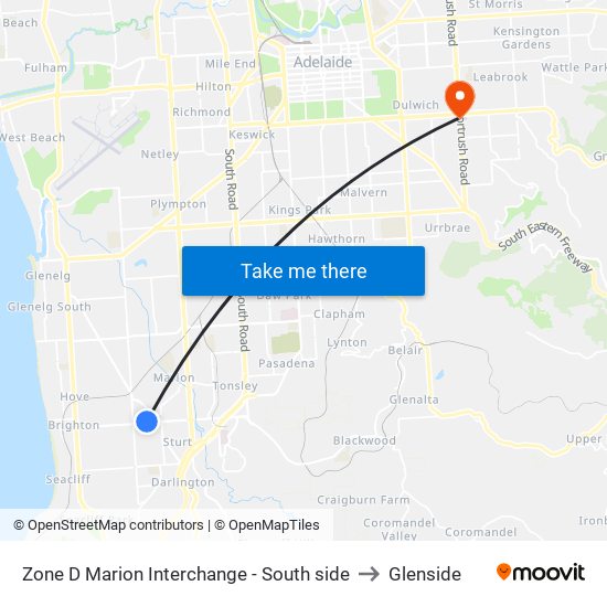 Zone D Marion Interchange - South side to Glenside map