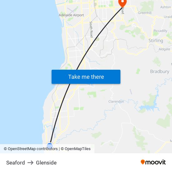 Seaford to Glenside map