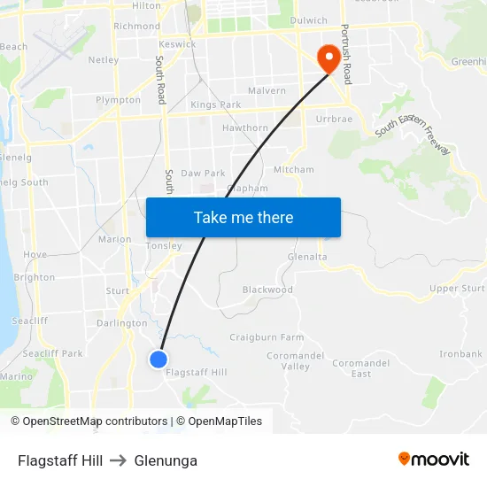 Flagstaff Hill to Glenunga map