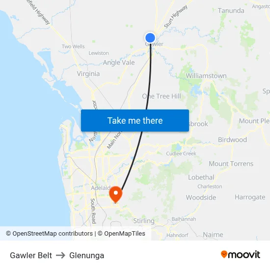 Gawler Belt to Glenunga map