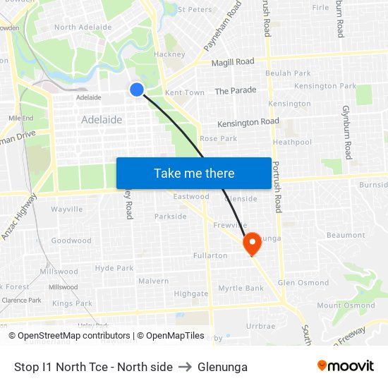 Stop I1 North Tce - North side to Glenunga map