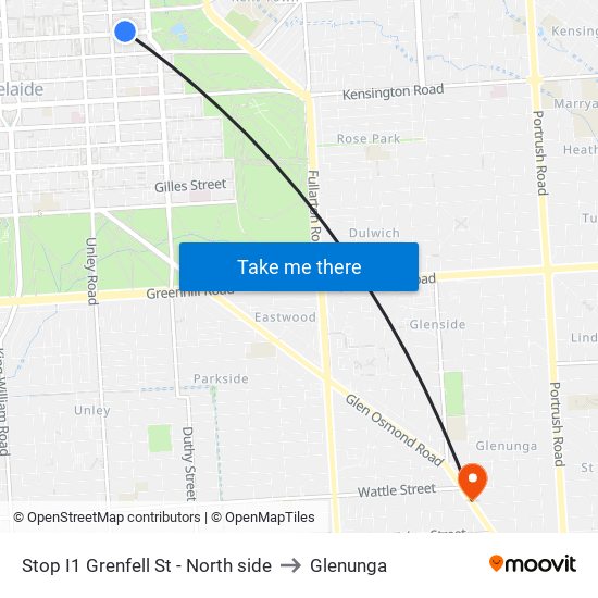 Stop I1 Grenfell St - North side to Glenunga map