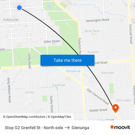 Stop G2 Grenfell St - North side to Glenunga map