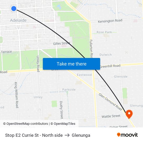 Stop E2 Currie St - North side to Glenunga map