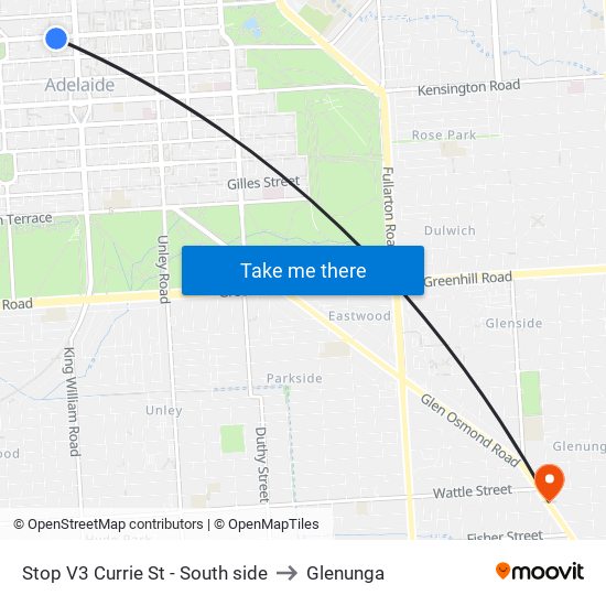 Stop V3 Currie St - South side to Glenunga map