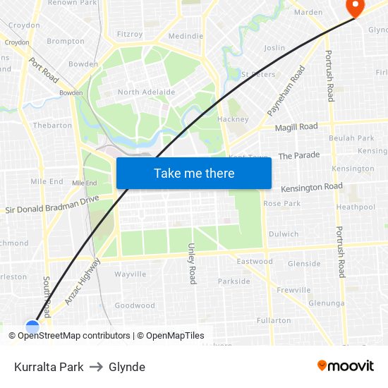 Kurralta Park to Glynde map