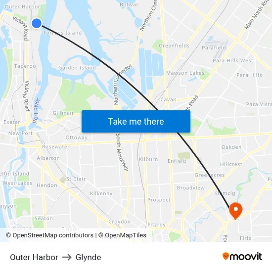 Outer Harbor to Glynde map