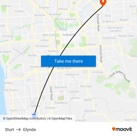 Sturt to Glynde map