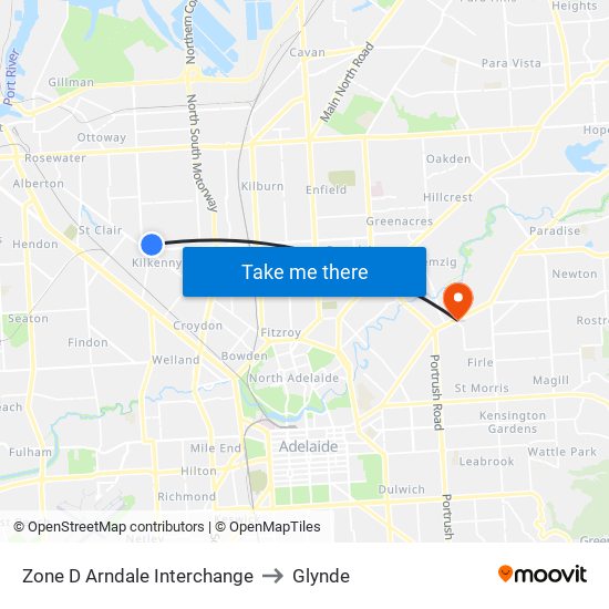 Zone D Arndale Interchange to Glynde map
