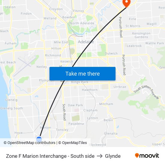 Zone F Marion Interchange - South side to Glynde map