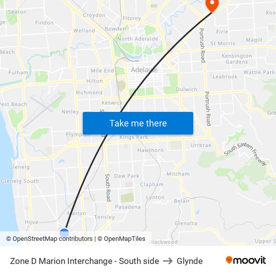 Zone D Marion Interchange - South side to Glynde map