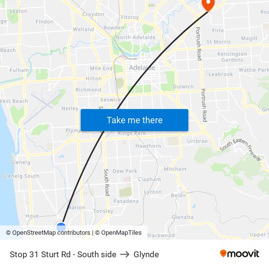 Stop 31 Sturt Rd - South side to Glynde map