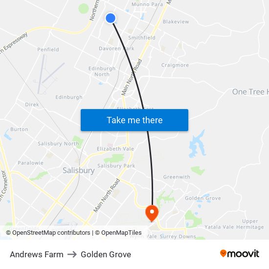 Andrews Farm to Golden Grove map