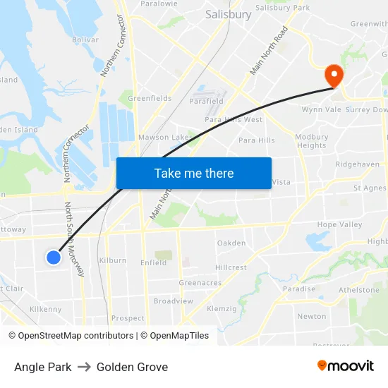 Angle Park to Golden Grove map