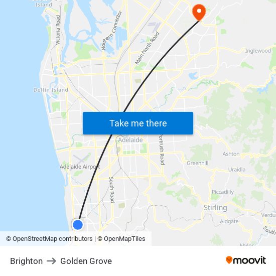 Brighton to Golden Grove map