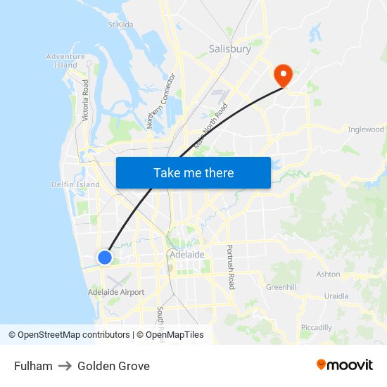 Fulham to Golden Grove map