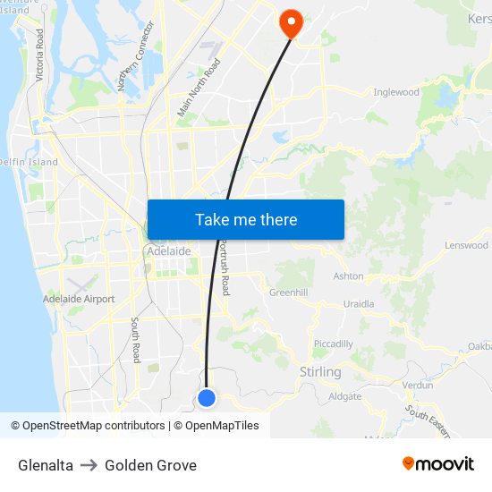 Glenalta to Golden Grove map