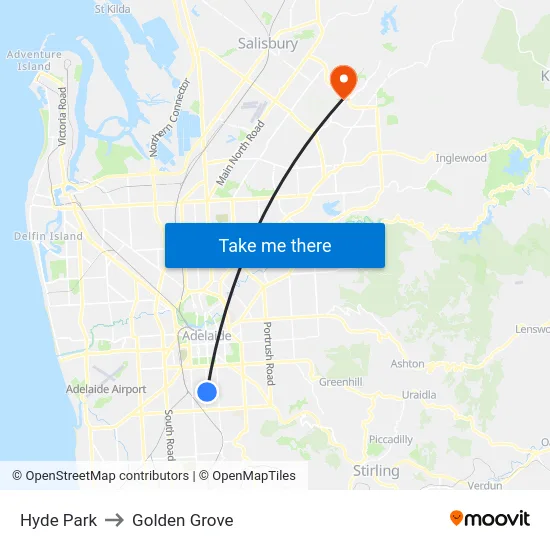 Hyde Park to Golden Grove map