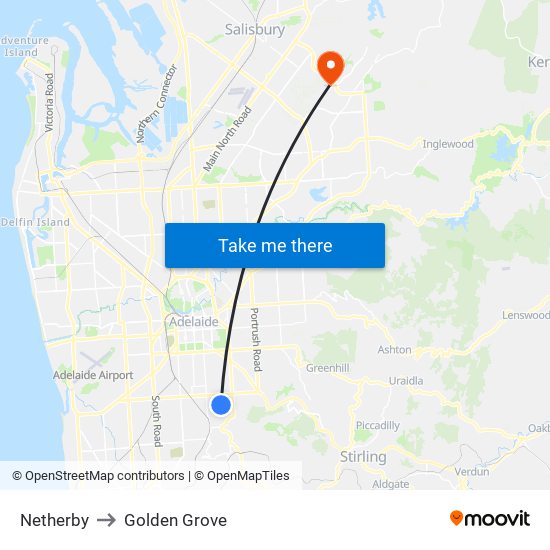 Netherby to Golden Grove map