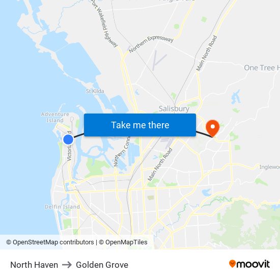 North Haven to Golden Grove map