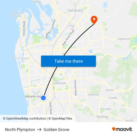 North Plympton to Golden Grove map