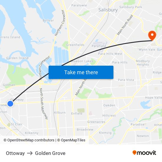 Ottoway to Golden Grove map