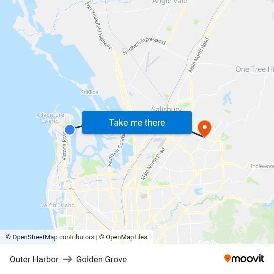 Outer Harbor to Golden Grove map