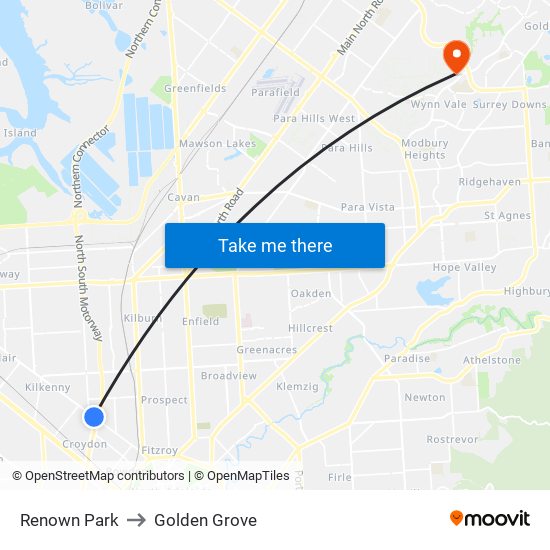 Renown Park to Golden Grove map