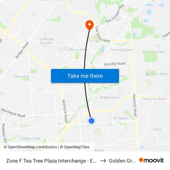 Zone F Tea Tree Plaza Interchange - East side to Golden Grove map