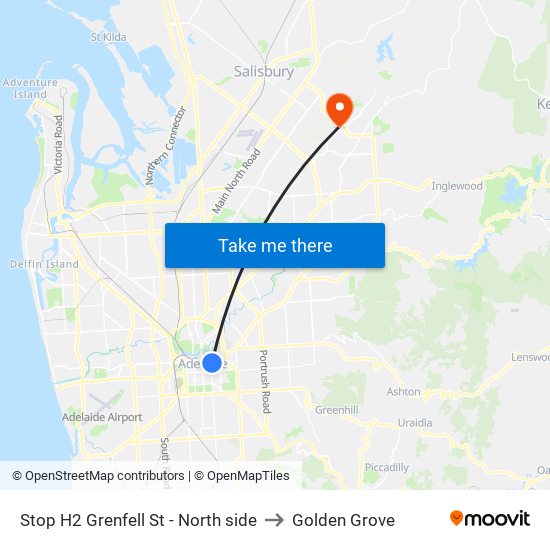 Stop H2 Grenfell St - North side to Golden Grove map