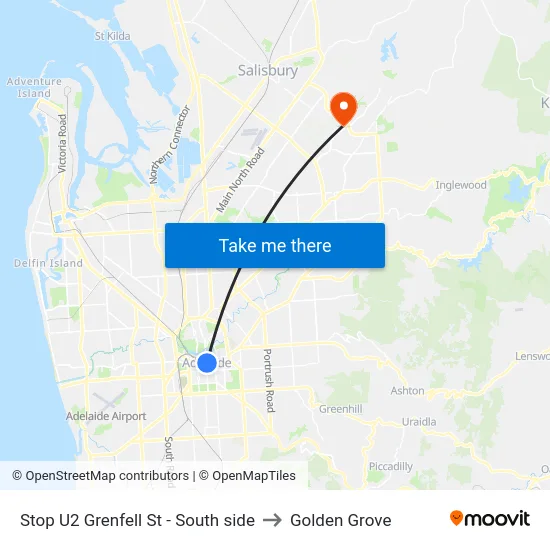 Stop U2 Grenfell St - South side to Golden Grove map