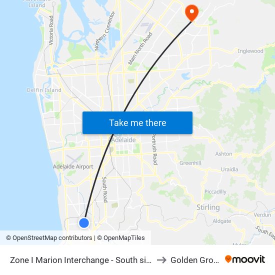 Zone I Marion Interchange - South side to Golden Grove map