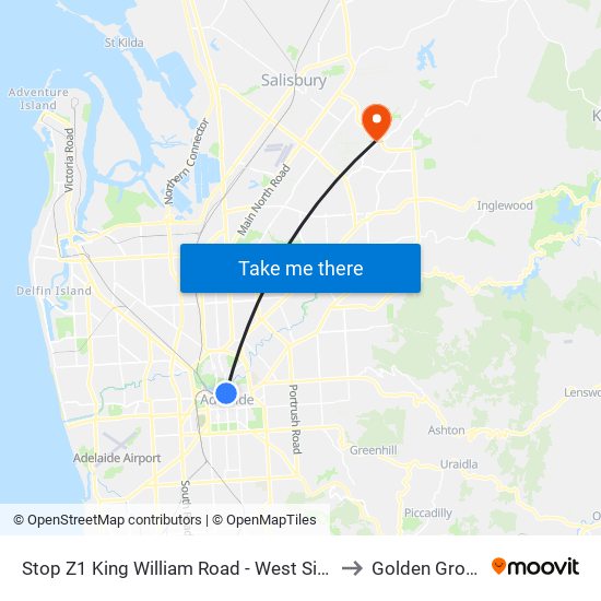 Stop Z1 King William Road - West Side to Golden Grove map