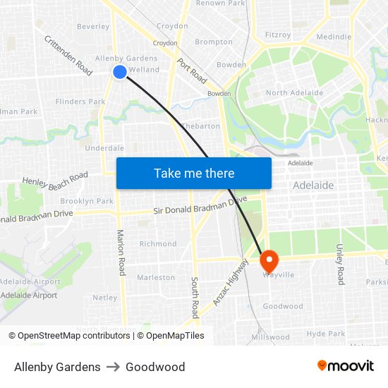 Allenby Gardens to Goodwood map