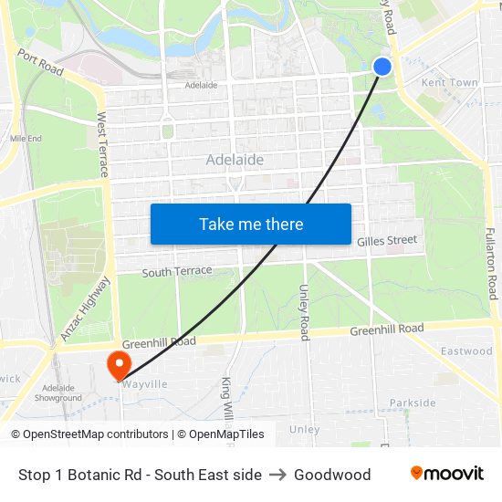 Stop 1 Botanic Rd - South East side to Goodwood map