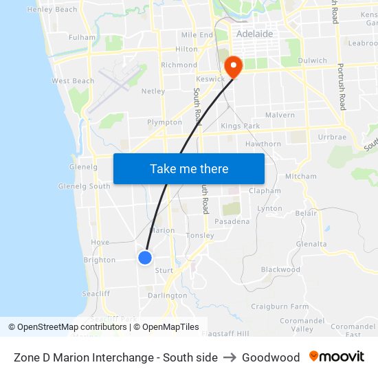 Zone D Marion Interchange - South side to Goodwood map