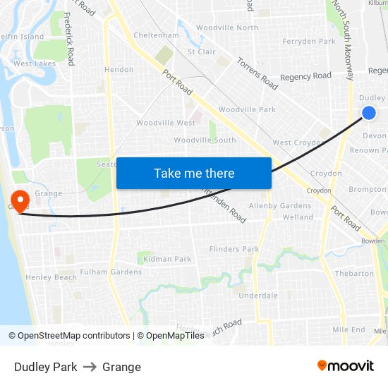 Dudley Park to Grange map