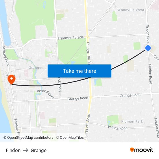 Findon to Grange map