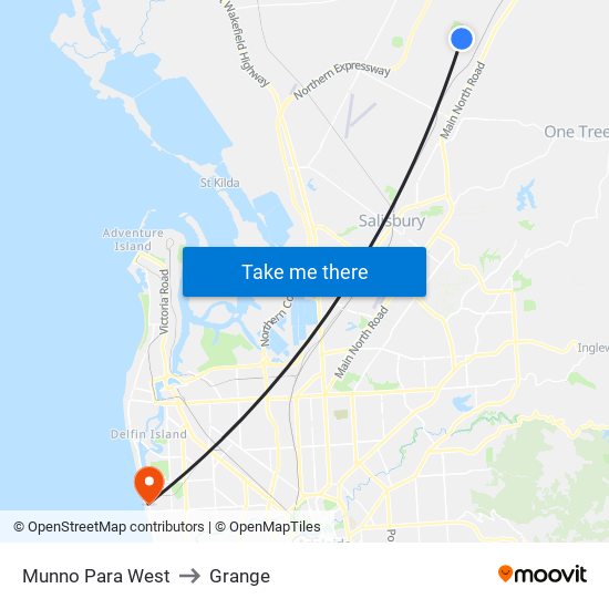 Munno Para West to Grange map