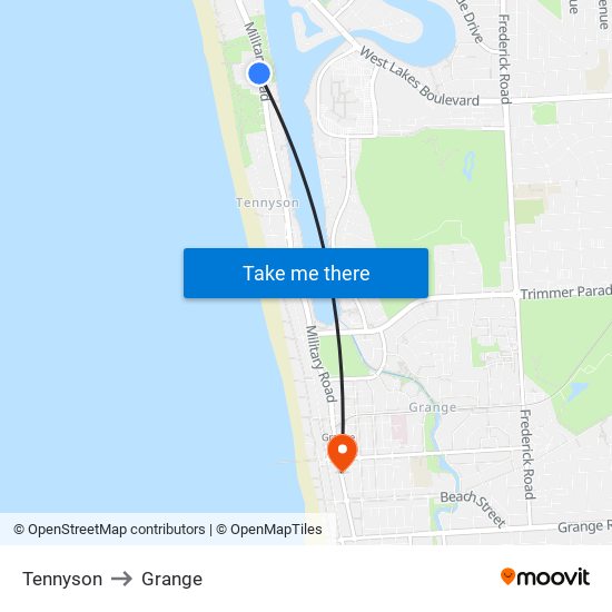 Tennyson to Grange map