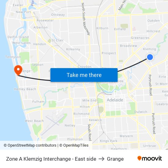 Zone A Klemzig Interchange - East side to Grange map