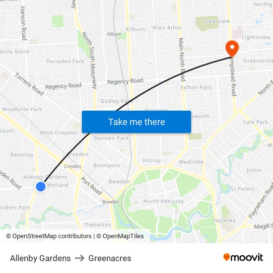 Allenby Gardens to Greenacres map